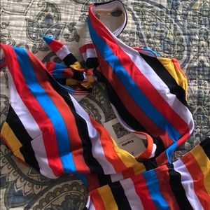 Striped one piece swimsuit